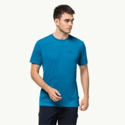 Jack Wolfskin Crosstrail Tee Mens Blue Pacific