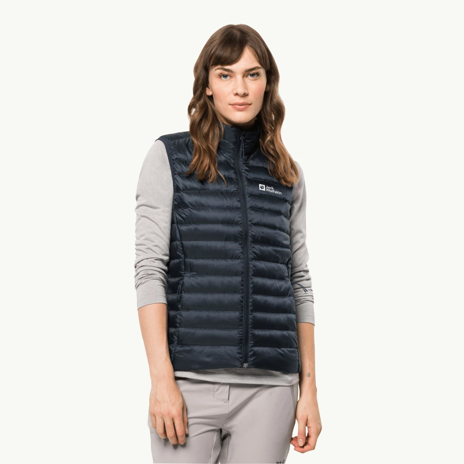 Jack Wolfskin Pack And Go Down Vest Womens Night Blue. 1 Jack Wolfskin Pack And Go Down Vest Womens Night Blue.